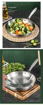 5-Ply 304 Stainless Steel Frying Pan – Multi-Layer Non-Stick Cookware for Gas & Induction Stovetops WHIMSICAL HOME OF CREATIONS