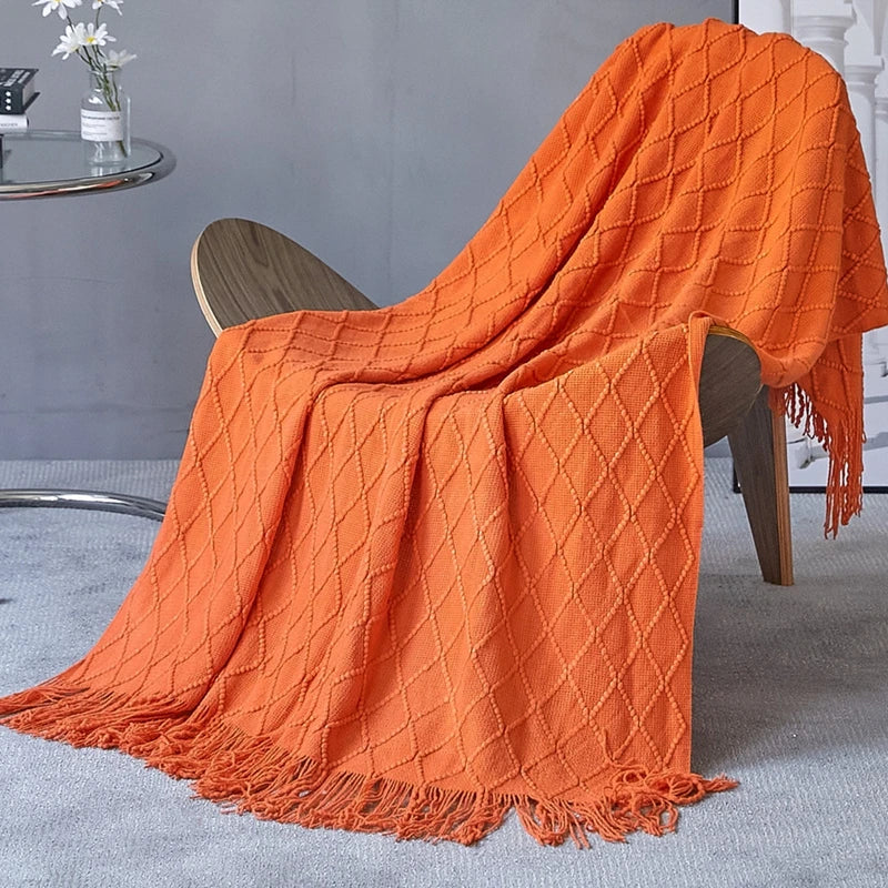Bohemian/ Country Knitted Weave Blanket Throw –in various colors and sizes