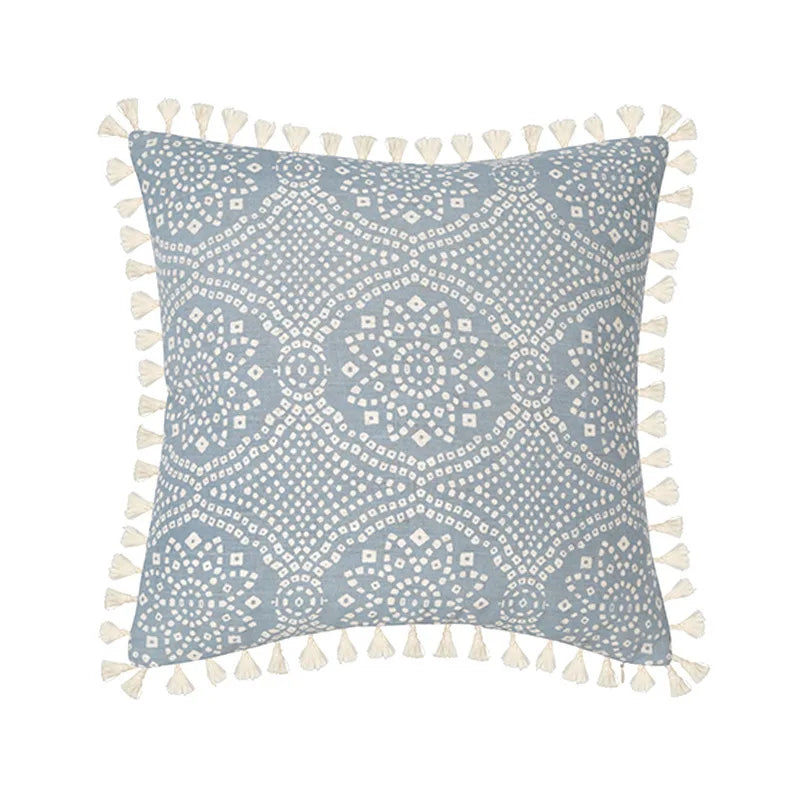 Boho Vintage Linen Pillow Case – Light Blue 45X45cm and 30x50cm