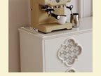 Luxury French Retro Sideboard Buffet Cabinet – Handcrafted Solid Wood with Begonia Glass & Designer Fretwork