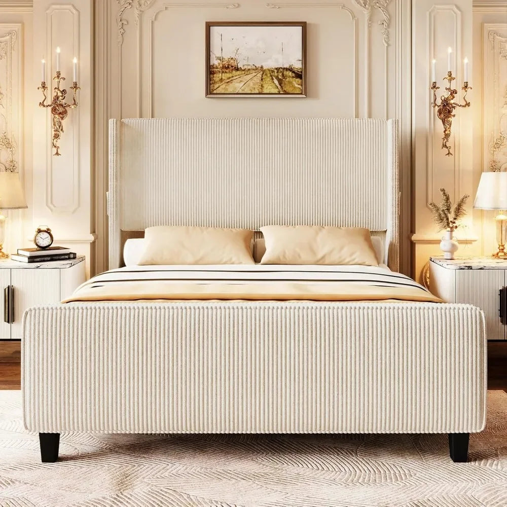 Luxury French Provincial Wingback Upholstered Bed – Timeless Contemporary Elegance with USB Port & Footboard