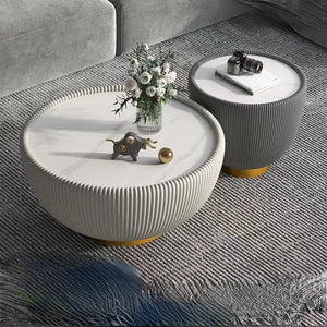 Modern Mid-Century Moroccan Marble-Top Coffee Table