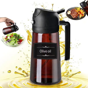 2-in-1 Olive Oil Glass Dispenser – 470ml Light-Blocking Spray & Pour