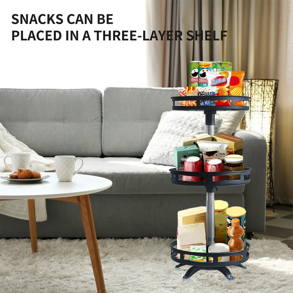 360° Rotating Carbon Steel Spice Rack Organizer – Adjustable Multi-Layer with Suction Cups