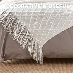 Bohemian/ Country Knitted Weave Blanket Throw –in various colors and sizes