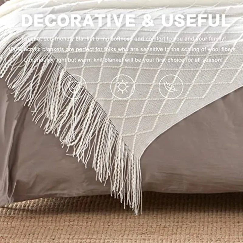 Bohemian/ Country Knitted Weave Blanket Throw –in various colors and sizes