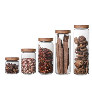 Modern Retro Glass Canister Set's with Airtight Wooden Lids