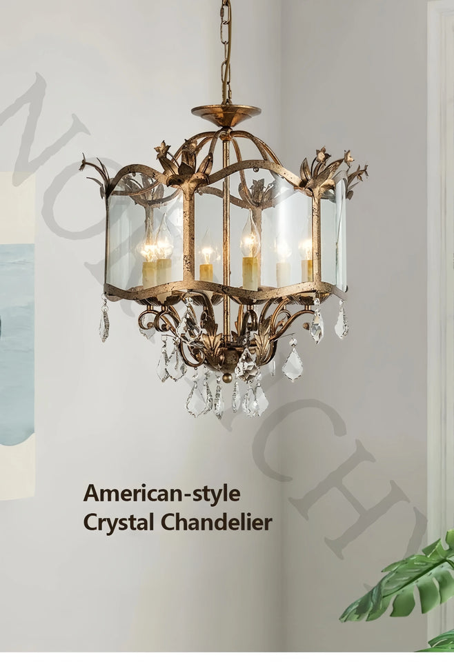 American Retro Style Dining Room Chandelier French Candle Crystal Pendant Lights For Bedroom Living LED Lighting Lamp Home Decor