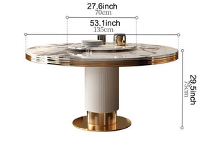 Luxury Round Marble Dining Table with Gold Frame 6-10 people