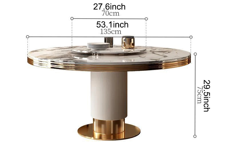 Luxury Round Marble Dining Table with Gold Frame 6-10 people