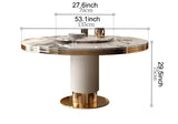 Luxury Round Marble Dining Table with Gold Frame 6-10 people