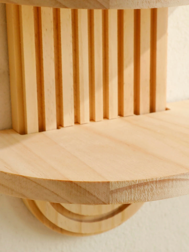 Geometric Wall Mounted Wooden  Shelves Natural Wood Finish
