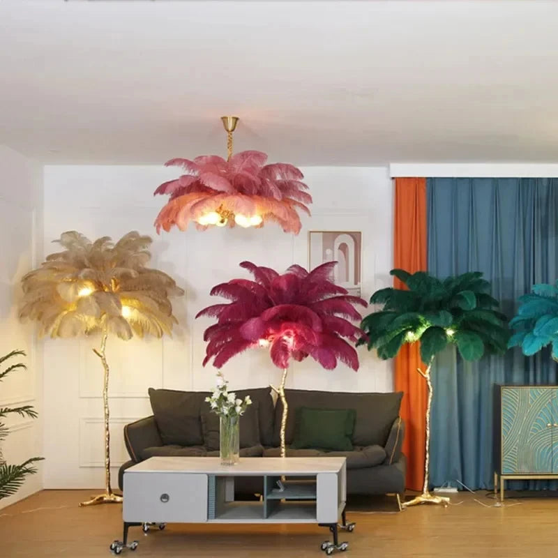 Modern Luxury Ostrich Feather Floor Lamp – Elegant Statement Piece