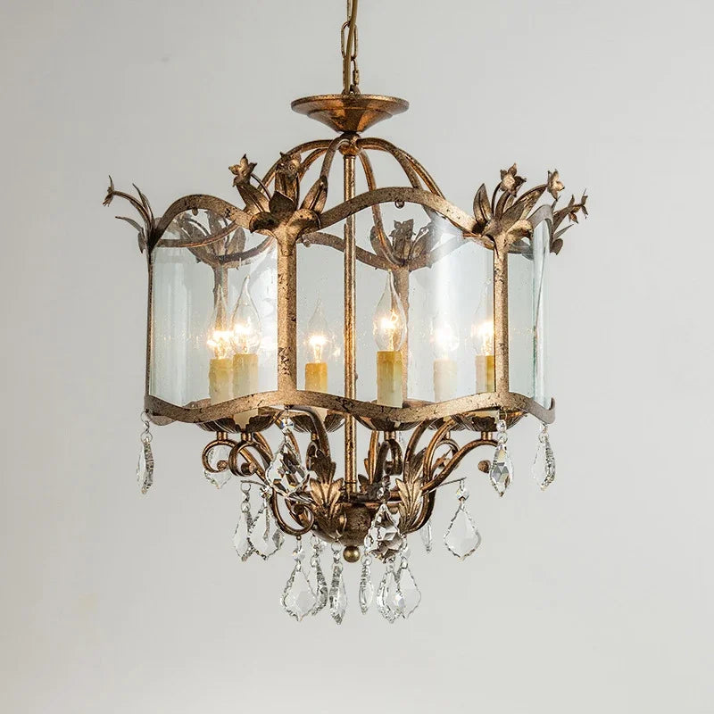 American Retro Crystal Pendant Chandelier – French Candle Style LED Lighting for Dining, Bedroom & Living Rooms