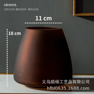 Luxury Frosted Glass Hydroponic Vase – Coffee & Frosted Elegance