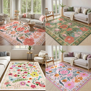 Soft Boho Floral Chic Rug – Washable & Non-Slip