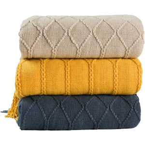 Bohemian/ Country Knitted Weave Blanket Throw –in various colors and sizes