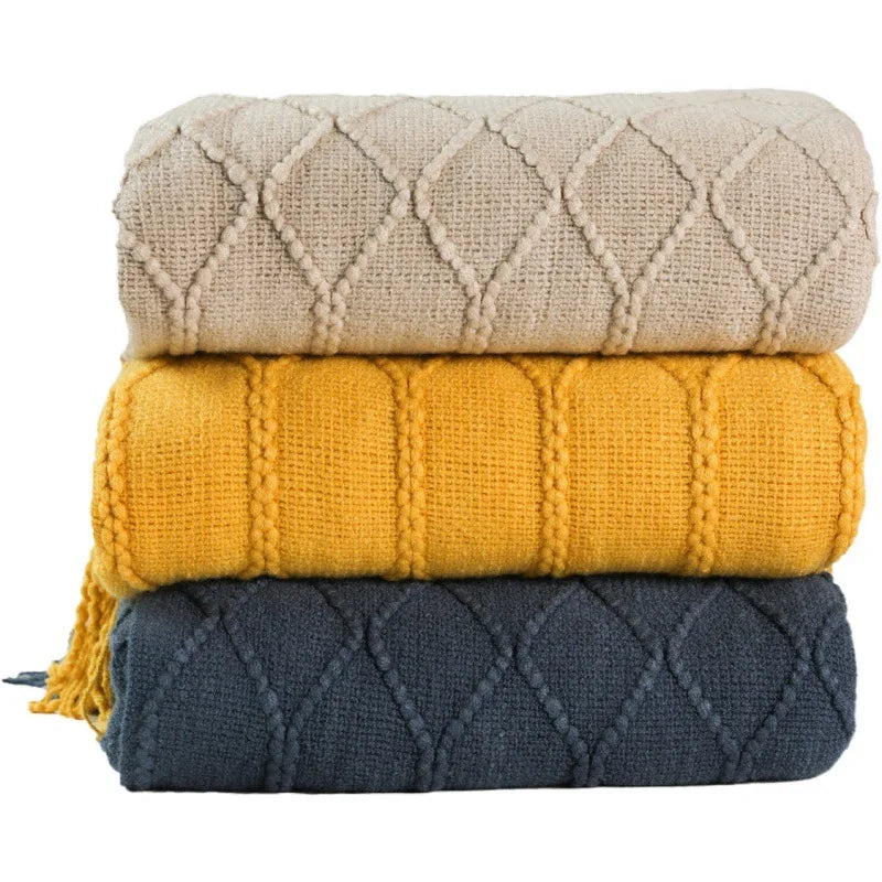 Bohemian/ Country Knitted Weave Blanket Throw –in various colors and sizes