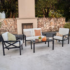 Luukse Hamptons-styl buite-kruisrug 4-stuk patio-stel – tydlose elegansie met premium gemak en duursaamheid
