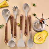 8-Piece Heat-Resistant Silicone Kitchenware Set with Storage Rack