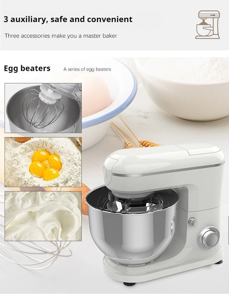 10L Chef Stainless Steel Electric Mixer – 1500W High Power with 6L Bowl & Splash-Proof Cover