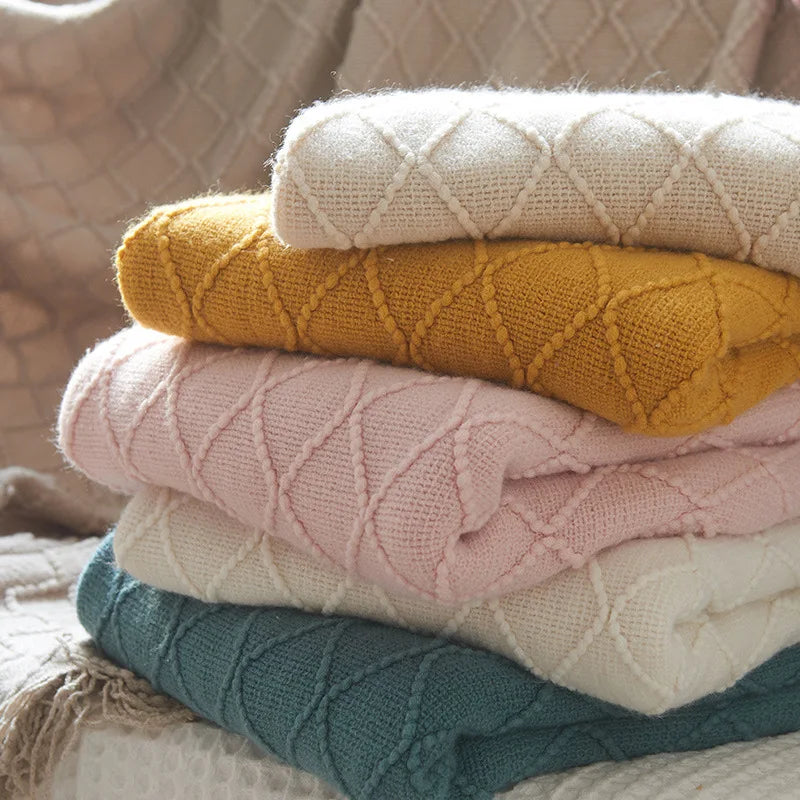 Bohemian/ Country Knitted Weave Blanket Throw –in various colors and sizes