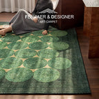 Vibrant Forest Green & Sand Dune Luxe Rug – Faux Cashmere, Soft Plush, Non-Slip & Machine Washable WHIMSICAL HOME OF CREATIONS