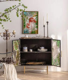 Green & Gold Leaf Vintage Sideboard Cabinet
