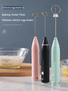 3-Speed USB Electric Milk Frother & Egg Beater – Dual Head | Mint Green, Pink, Black