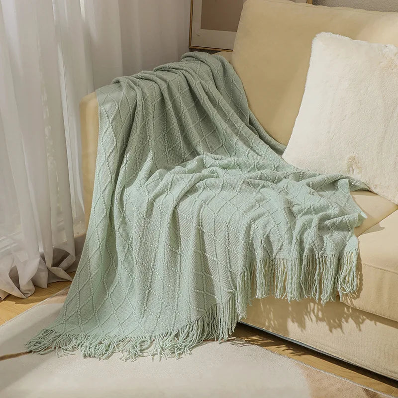 Bohemian/ Country Knitted Weave Blanket Throw –in various colors and sizes