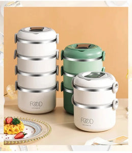 Large Capacity Thermal Insulated Lunch Box – Stackable Bento Container with Hidden Cutlery Microwave Safe