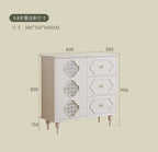 Luxury French Retro Sideboard Buffet Cabinet – Handcrafted Solid Wood with Begonia Glass & Designer Fretwork