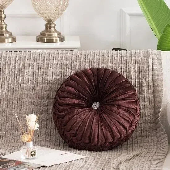 Plush Round Vintage Velvet Decorative Pillows – Vibrant Colours & Classic Charm