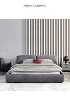 Luukse Moderne Minimalistiese Gestoffeerde Bed – Massiewe Houtplatform met Houtskool Fluweel en Wolksagte Gestoffeerde Stoffering