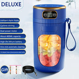 Electric Rechargeable Portable Juicer – 10 Blades with LED Display (Blue & White)