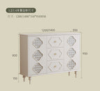 Luxury French Retro Sideboard Buffet Cabinet – Handcrafted Solid Wood with Begonia Glass & Designer Fretwork