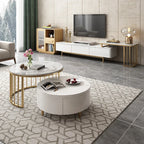 2-delige ronde koffietafel – Mid-eeuse moderne elegansie