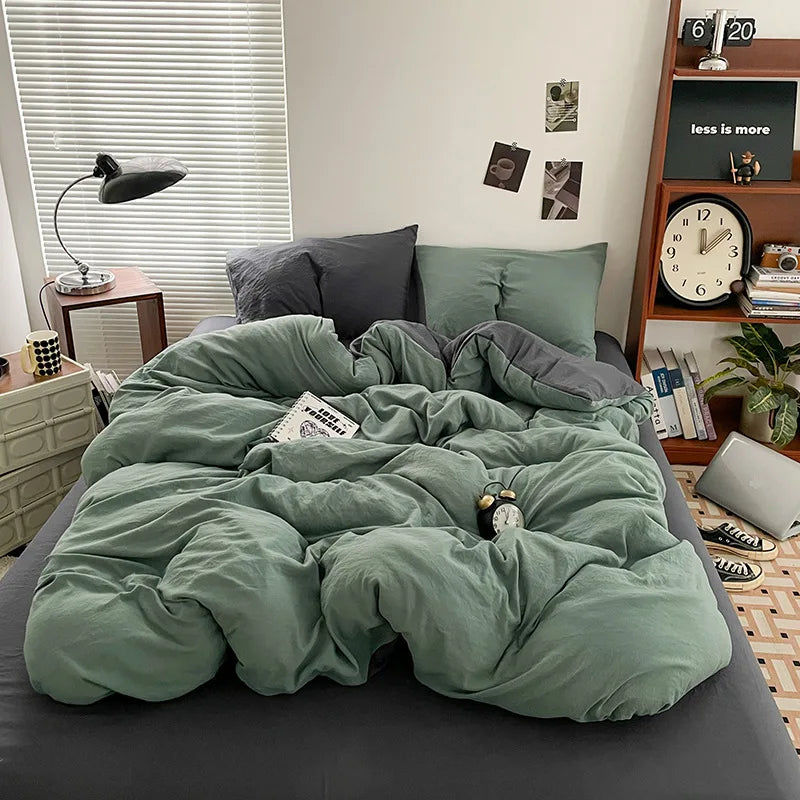 Luxury 100% Pure Linen-Cotton Twill Bed Sheet Set with Duvet Cover & Pillowcases – Soft, Durable, Breathable WHIMSICAL HOME OF CREATIONS