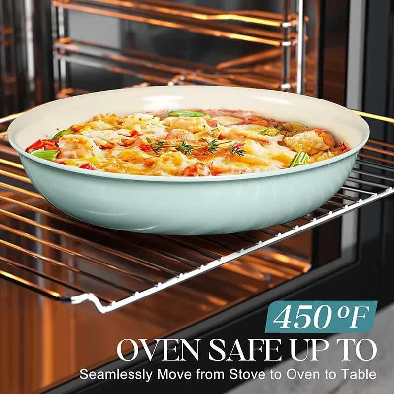 Elegant 3-Piece Non-Stick Cookware Set – Baby Blue & Sage Green WHIMSICAL HOME OF CREATIONS