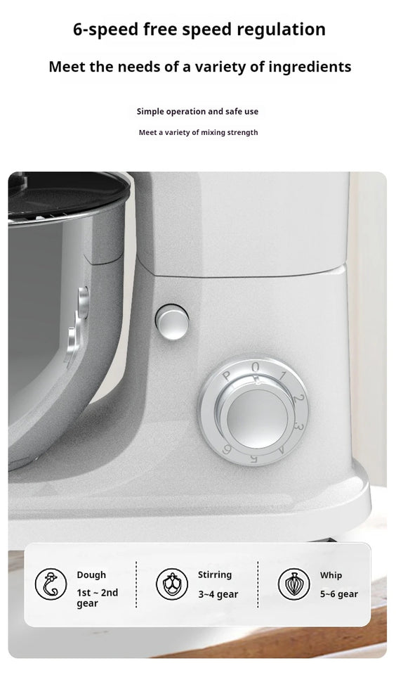 10L Chef Stainless Steel Electric Mixer – 1500W High Power with 6L Bowl & Splash-Proof Cover