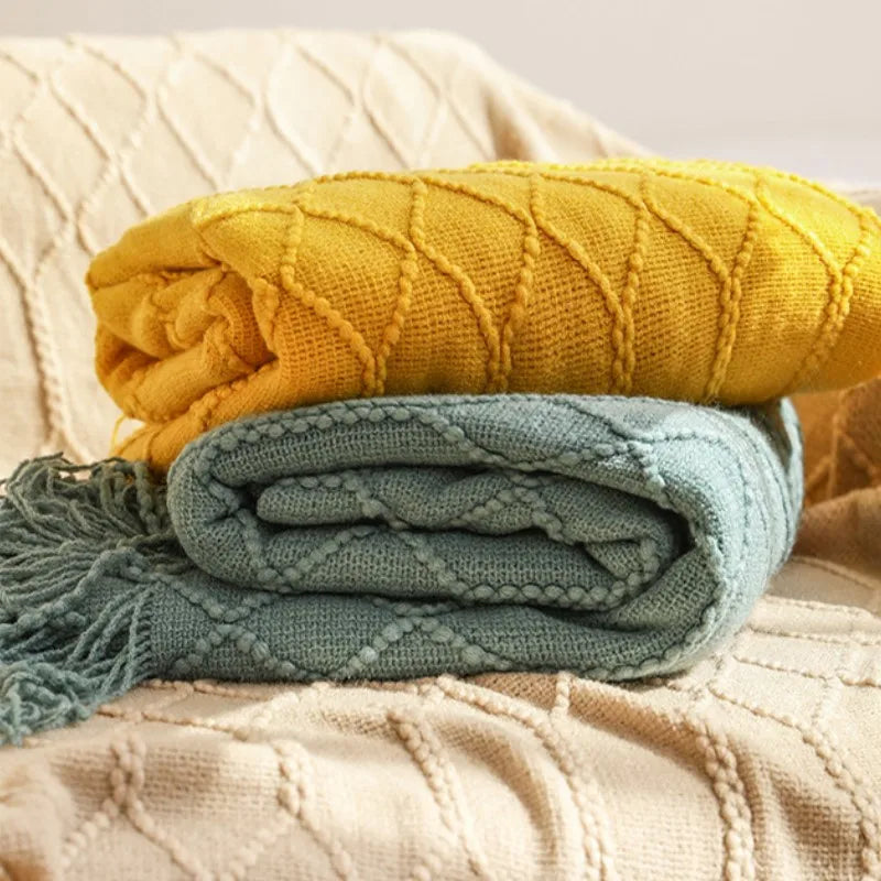 Bohemian/ Country Knitted Weave Blanket Throw –in various colors and sizes