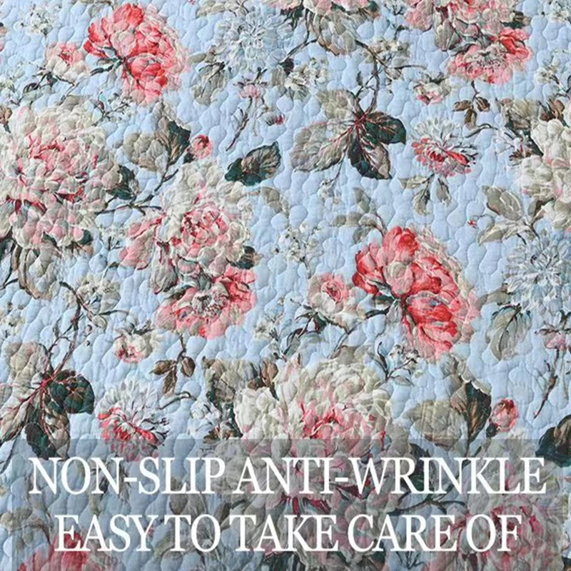 Luxury 500TC Pure Egyptian Cotton Boho Vintage Floral Reversible Bedcover Quilt Set – 3-Piece King & Queen Fit WHIMSICAL HOME OF CREATIONS