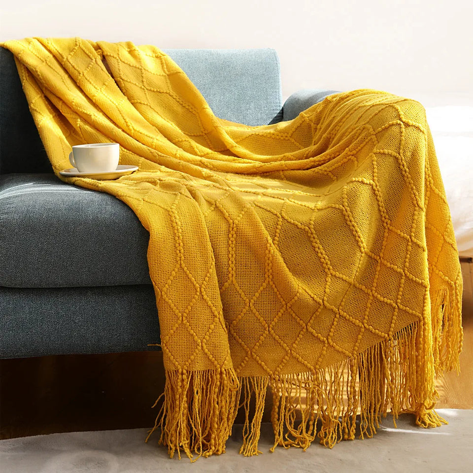 Bohemian/ Country Knitted Weave Blanket Throw –in various colors and sizes