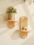 Geometric Wall Mounted Wooden  Shelves Natural Wood Finish