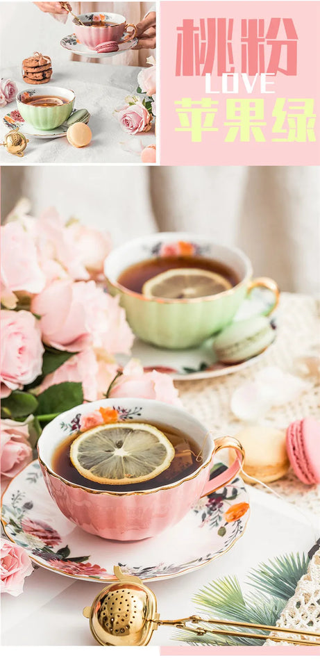 European Luxury Hand Painted Gold Bone China Coffee Cups & Saucers – 2-Piece High Gloss Set