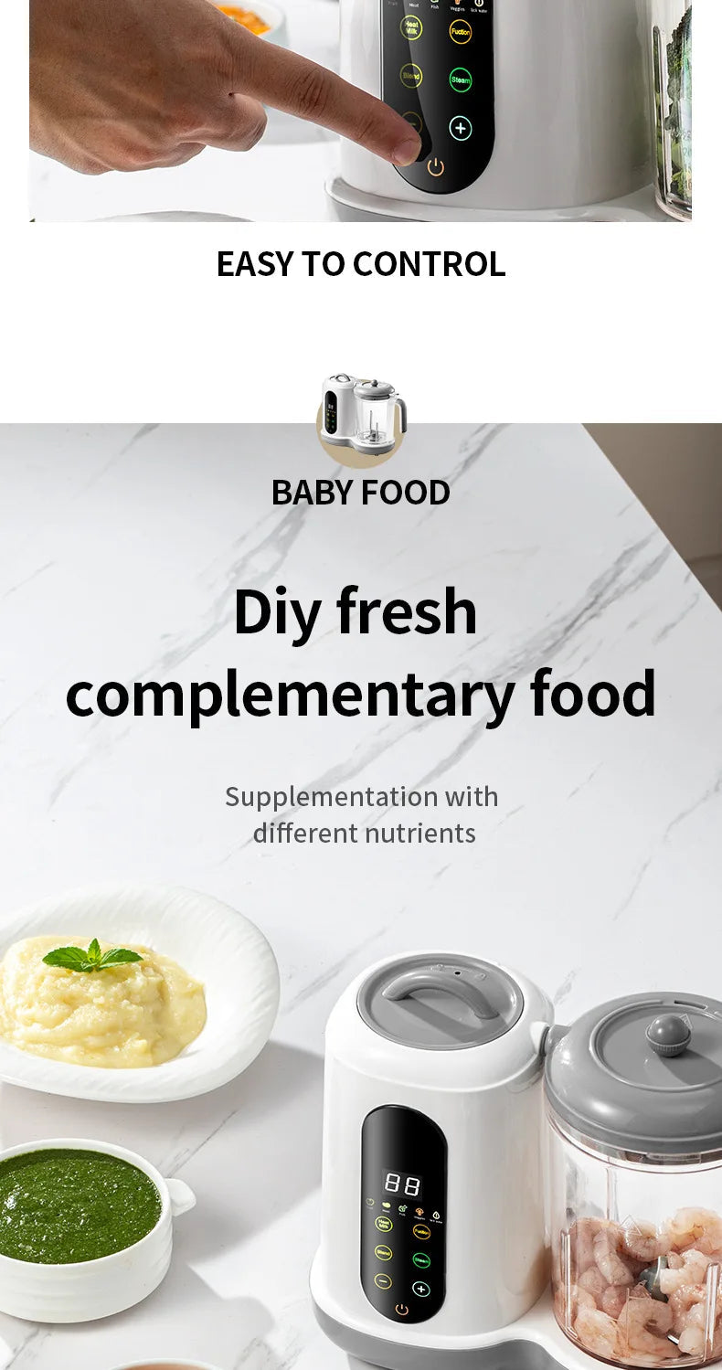 Multi-Functional Baby Food Maker – Steamer, Puree Blender & Milk Warmer with Temperature Display WHIMSICAL HOME OF CREATIONS
