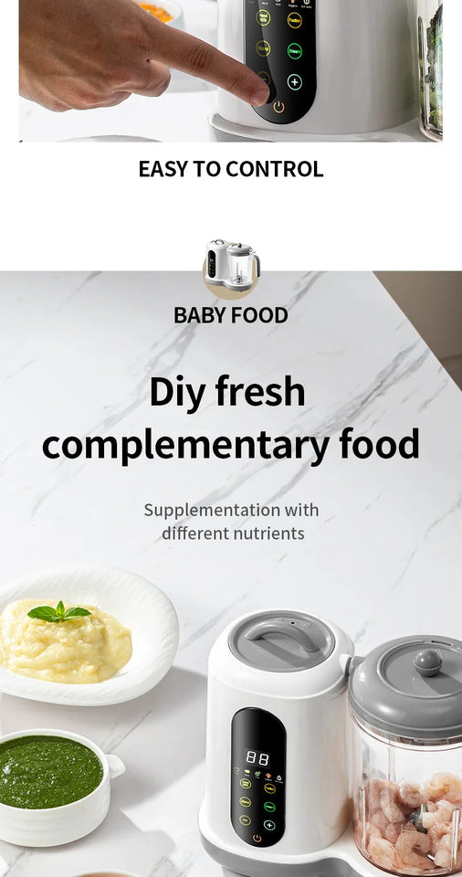 Multi-Functional Baby Food Maker – Steamer, Puree Blender & Milk Warmer with Temperature Display