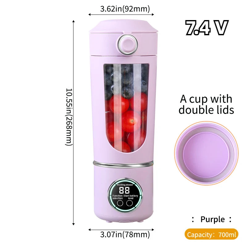 New Portable wireless Juice Maker Blender for Shakes Smoothies 700ML Multiple Colors 12-Blades Fast Mixing 2 In 1 Blender Bottle Juicer WHIMSICAL HOME OF CREATIONS