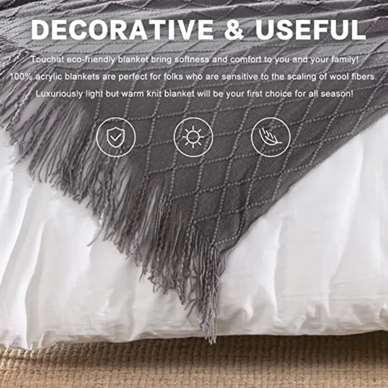 Bohemian/ Country Knitted Weave Blanket Throw –in various colors and sizes