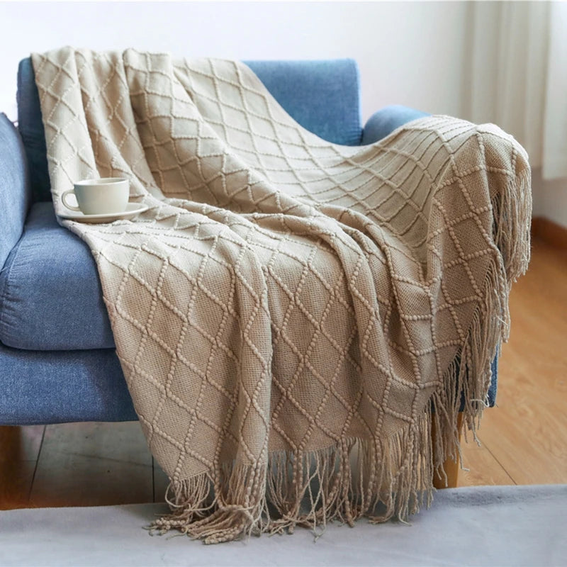 Bohemian/ Country Knitted Weave Blanket Throw –in various colors and sizes